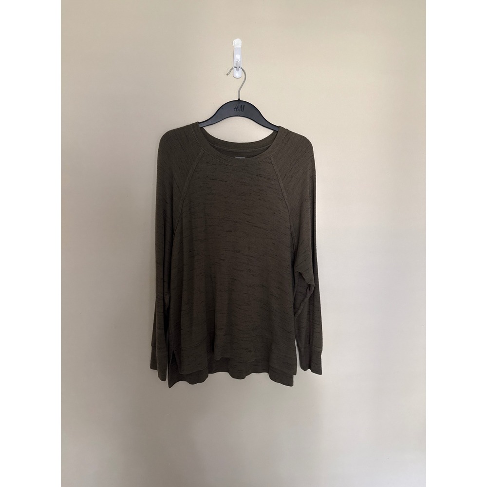 Aerie Olive Green Heathered Raglan Long Sleeve Sweatshirt Small